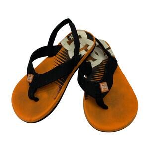 DC Shoes Toddler Boys Size 11/12 Sport Orange Black Sandals Flip Flops